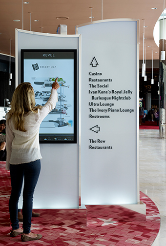 Revel Hotel and Casino wayfinding digital display