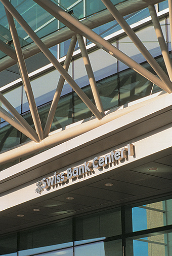 Swiss Bank Center building identification detail