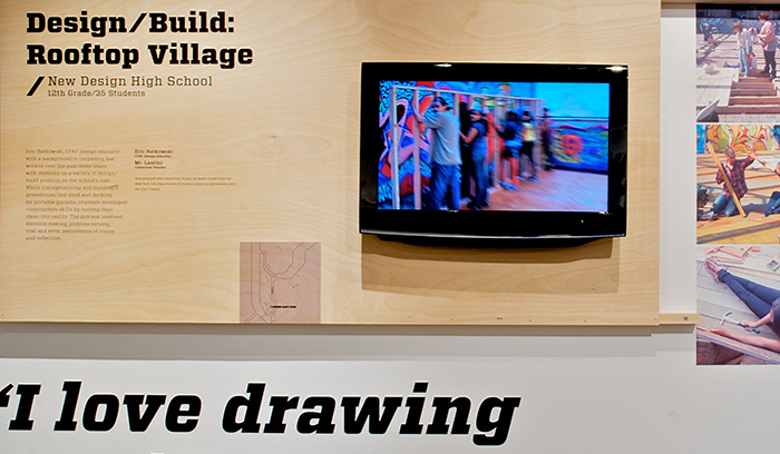 Building Connections Exhibition birch plywood panels interactive display